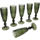 MamboCat Set van 6 DIAMOND champagneglazen groen van glas – 38021