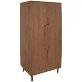 Sweeek Kledingkast houtdecor 2 deuren, plank en hangruimte 80cm Walnoot