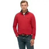 Superdry Heren Preppy rode sweater met halve rits (S), Rood, Casual, Katoen M2014381A
