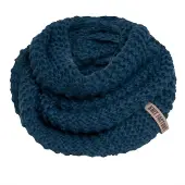 Knit Factory Alex Gebreide Colsjaal - Ronde Sjaal - Grof gebreid - Warme Wintersjaal - Nekwarmer - Wollen Sjaal - Donkerblauwe colsjaal - Dames sjaal - Heren sjaal - Unisex - Petrol - One Size