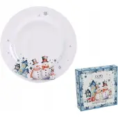 Duo Grote SNEEUWMAN Kerst Porseleinen Borden