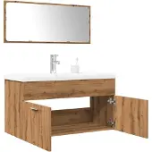 vidaXL 3-delige Badkamermeubelset bewerkt hout artisanaal eikenkleur
