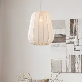 LumenXL Stoffen hanglamp Mousa – Japandi stijl met druppelvormige lichtbeige kap