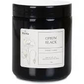 Homla - Tofu Geurkaars - Scented Candle - Decoratieve Kaars in Pot met Deksel - Vintage Design - voor Woonkamer Sfeer - Opium Geur - 190g - 30 uur Brandtijd - Zwart