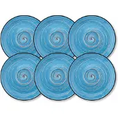Wilmax Porseleinen Schotels Blauw 14cm - Set van 6
