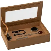J-Line doos wijnaccessoires - hout - bruin