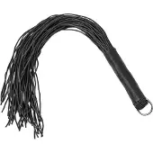 XX-Dreamtoys - PVC zweep met leren handvat - Zwart