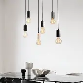 LumenXL Industriële snoerpendel Caverna 6-lichts met marmeren details (excl. E27 lampen)