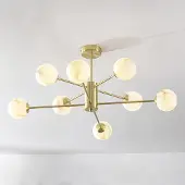 LumenXL Design zandgouden plafondlamp met marmerlook bollen, 8-lichts - Idaho