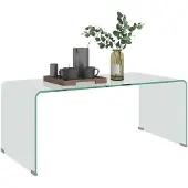 HOMCOM -Salontafel-80x45x35cm-Gehard Glas-Transparant