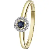Lucardi Ring saffier / goud / transparant