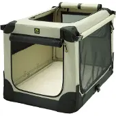 Maelson Soft Kennel - Robuuste hondenbench van zacht materiaal - Opvouwbare kennel met stevig stalen binnenframe - Beige/zwart - XXS / XS / S / M / L / XL / XXL - 105 XL