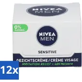 Nivea 12 x MEN - Sensitive - Dagcrème Gezicht - 50 ml - Gevoelige Huid - Dagcrème - Gezichtsverzorging - Huidirritatie - Roodheid