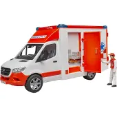 BRUDER Speelgoedambulance MB Sprinter - - Bestuurder inbegrepen - Geluid- en lichtmodule - Accessoires inbegrepen