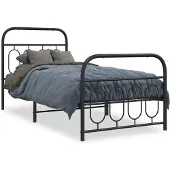 vidaXL Bedframe met hoofd- en voeteneinde metaal zwart 80x200 cm