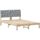vidaXL Bedframe met Gevoerde Hoofdbord Bruin 150 x 200 cm