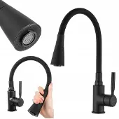 Invena Keukenmengkraan Zwart Flexibele Uitloop 2 Functies - Pogo Plus