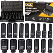 JCB Slagdoppenset 1/2" 10-36mm 16 Delig - Cr-Mo Staal
