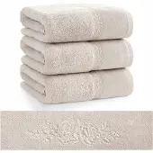 Eurofirany Luxe Katoenen Handdoek 50x90 cm - Beige, Zacht & Absorberend