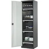 ASECOS Chemicaliënkast, vleugeldeur, 4 uittrekbare bakken, 545x520x1950 mm, lichtgrijs