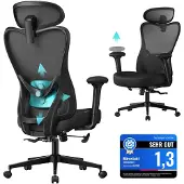 Songmics Gamestoel met verstelbare hoofdsteun, inktzwart