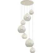 QAZQA Art Deco hanglamp beige met wit glas 7-lichts - Sandra