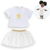 Corolle poppenkleding set topje en rok ivoor goud 36cm poppen.