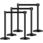 OEM VEVOR Afsluitpalen (6 stuks) voor het reguleren van mensenmassa's, afsluitpalen van koolstofstaal voor bruiloften, tentoonstellingen, zwart