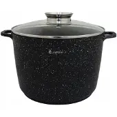Elitehoff Grote Marmite 10L Zwart Steen Aluminium met Deksel - 28cm