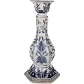 Clayre & Eef Kandelaar Ø 18x36 cm Wit Blauw Porselein