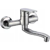Hydroland Nero B644 Wandkraan Keuken Zwart Chroom 35mm Keramisch