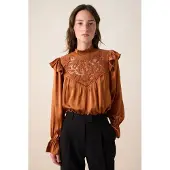 Sissy-Boy Oranje blouse met kant | Maat: S