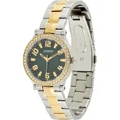 GUESS Analoog horloge 'Fawn' goud / donkergroen / zilver