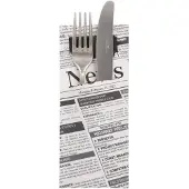 Papstar Bestekzakjes Newsprint, b 85 x h 200 mm, incl. 2-laags servet b 330 x h 330 mm, FSC papier, zwart-wit, 520 stuks.