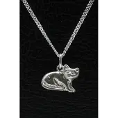 MOOYE ® - Collectie Zilveren Poes ketting hanger - liggend