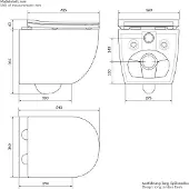 LuxeBath Randloze wandcloset lang 52 cm zwart mat gemaakt van Duroplast