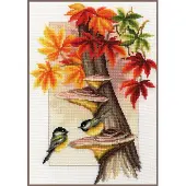 Vervaco - Telpakket kit - Meesjes tussen herfstbladeren - PN-0157566 - Borduren - Borduurpakket - Borduurpakket volwassenen
