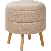 Beliani OKATON - Hocker met opbergruimte - Beige - Bouclé