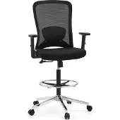 Hjh OFFICE Werkstoel / barkruk TOP WORK 44 Zitting stof / rugleuning gaas zwart