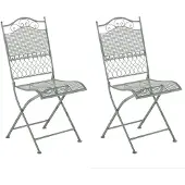 CLP Kiran Set van 2 tuinstoelen - Opvouwbaar - Metalen stoel - Art nouveau - antiek/groen