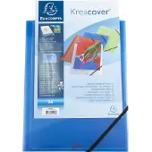 Exacompta Kreacover elastomap met 3 kleppen - ondoorschijnende PP 5/10de- A4 - Blauw - 55182E