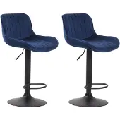 CLP Lentini Set van 2 barkrukken - Fluweel - blauw zwart