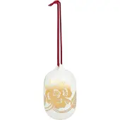 Marimekko Tiara kerstballen 2025 6x9 cm Wit-goud