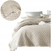 MOLLY sprei 200x220cm Kremova met Volant - Gewatteerd Dekoratieve Dekking