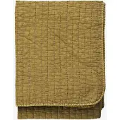 Madam Stoltz - Doorgestikte Katoenen Plaid - Mosterdgoud - 130x180 cm