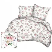 Kora Kussensloop 70x80cm - Wit met Bloesem & Groene Bladeren