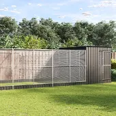 vidaXL Volière met verlengstuk 1118x303x216 cm staal zilverkleurig