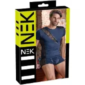 NEK - heren top - vetersluiting en netstof inzet - zwart/blauw - M