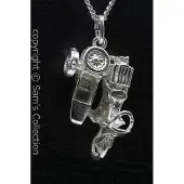 MOOYE ® - Collectie Zilveren Harley Motor zijspan ketting hanger