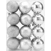 Casaria Kerstballen 24 stuks Zilver